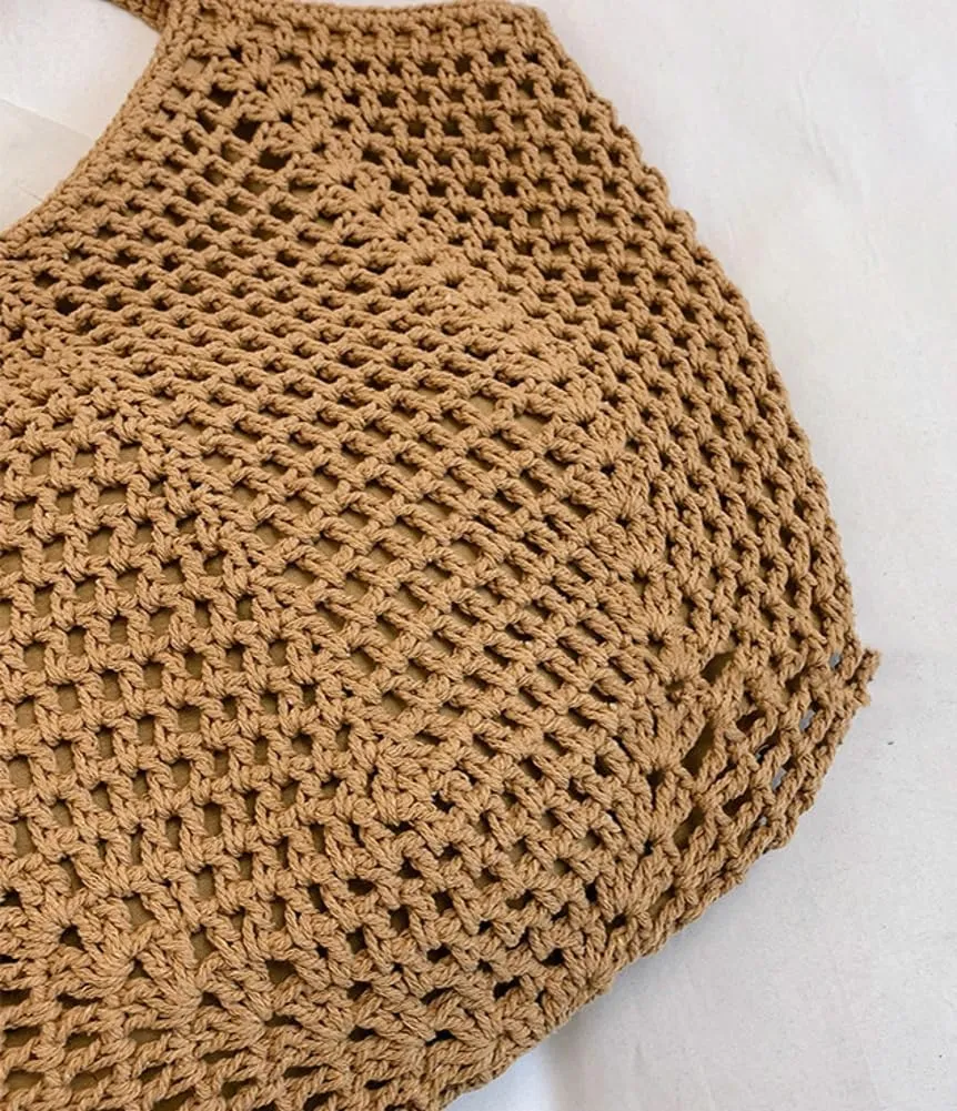 Crochet Bags for Women Slouchy Hollow Woven Shoulder Purse Summer Beach Tote Handbags for Daily & Vacation 2025