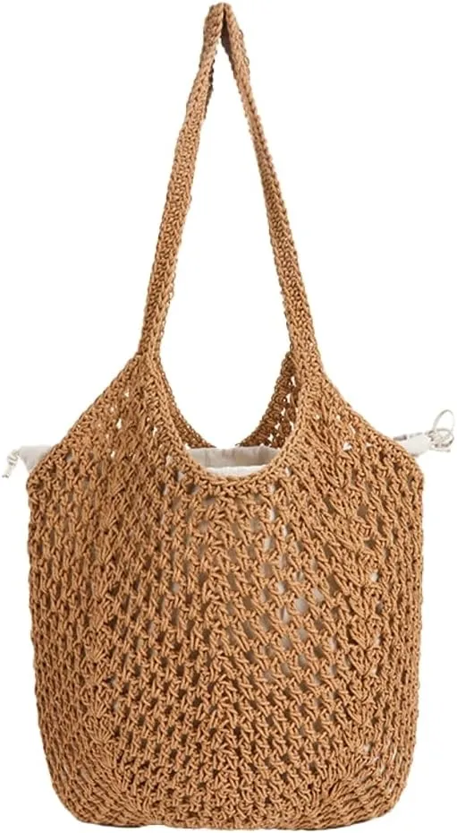 Crochet Bags for Women Slouchy Hollow Woven Shoulder Purse Summer Beach Tote Handbags for Daily & Vacation 2025