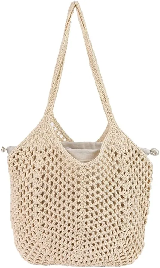 Crochet Bags for Women Slouchy Hollow Woven Shoulder Purse Summer Beach Tote Handbags for Daily & Vacation 2025