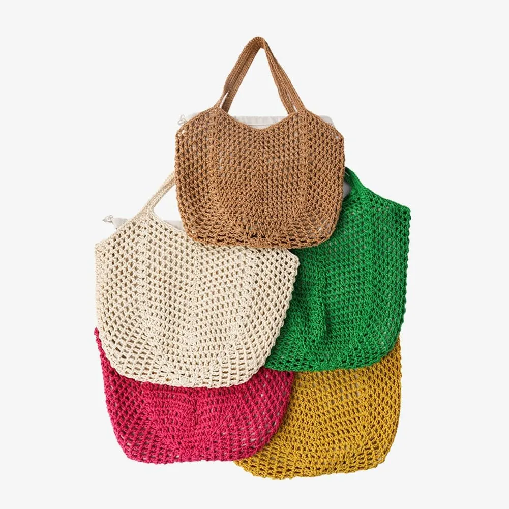 Crochet Bags for Women Slouchy Hollow Woven Shoulder Purse Summer Beach Tote Handbags for Daily & Vacation 2025