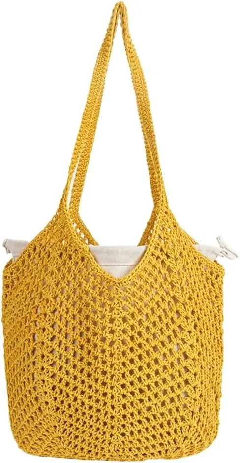 Crochet Bags for Women Slouchy Hollow Woven Shoulder Purse Summer Beach Tote Handbags for Daily & Vacation 2025
