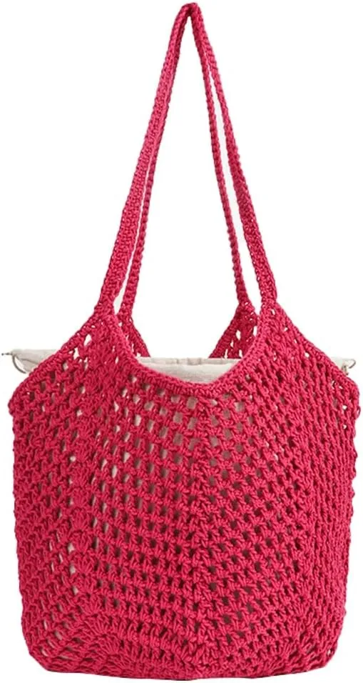 Crochet Bags for Women Slouchy Hollow Woven Shoulder Purse Summer Beach Tote Handbags for Daily & Vacation 2025