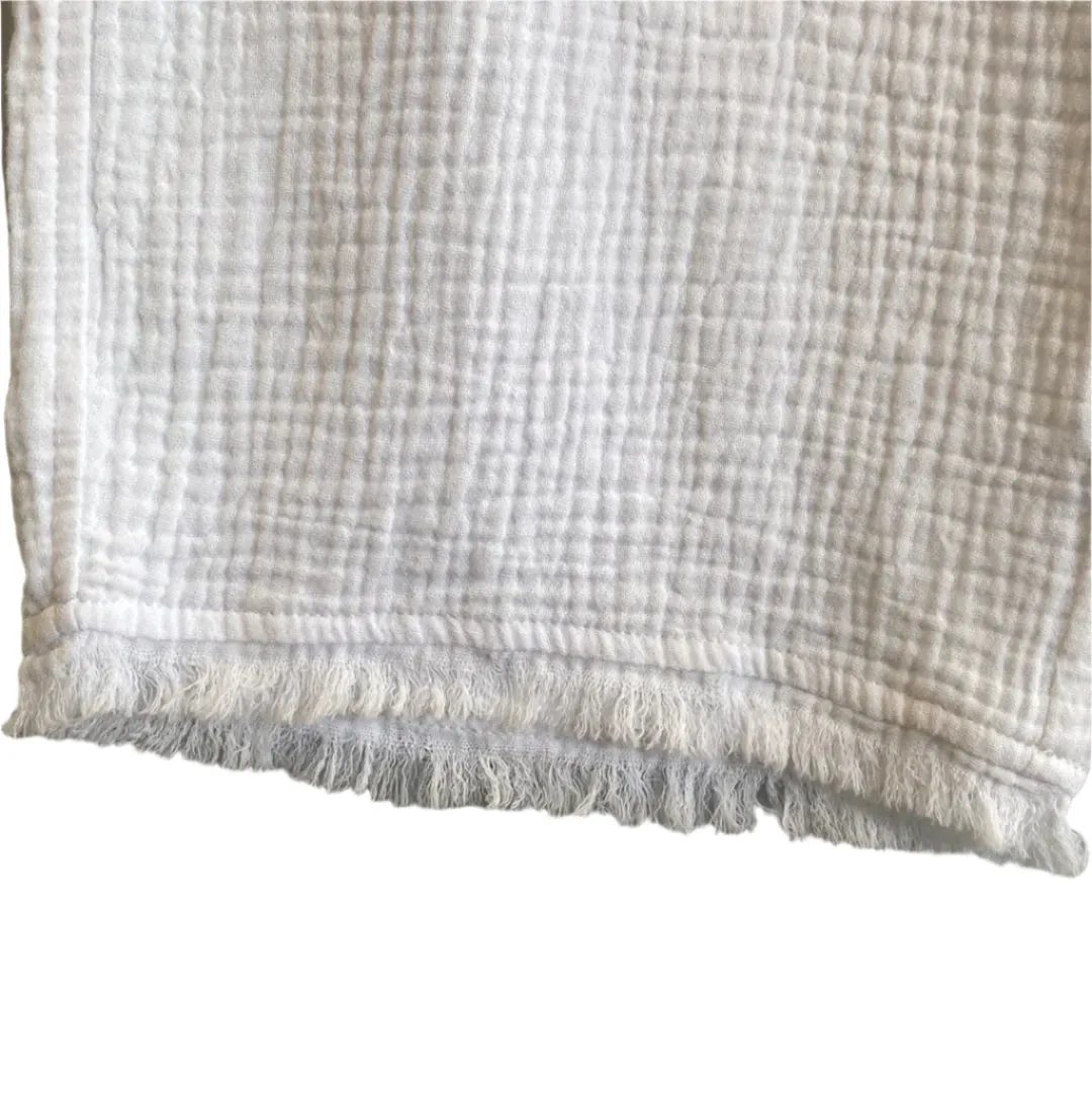 Cropped Fringe Pant-White