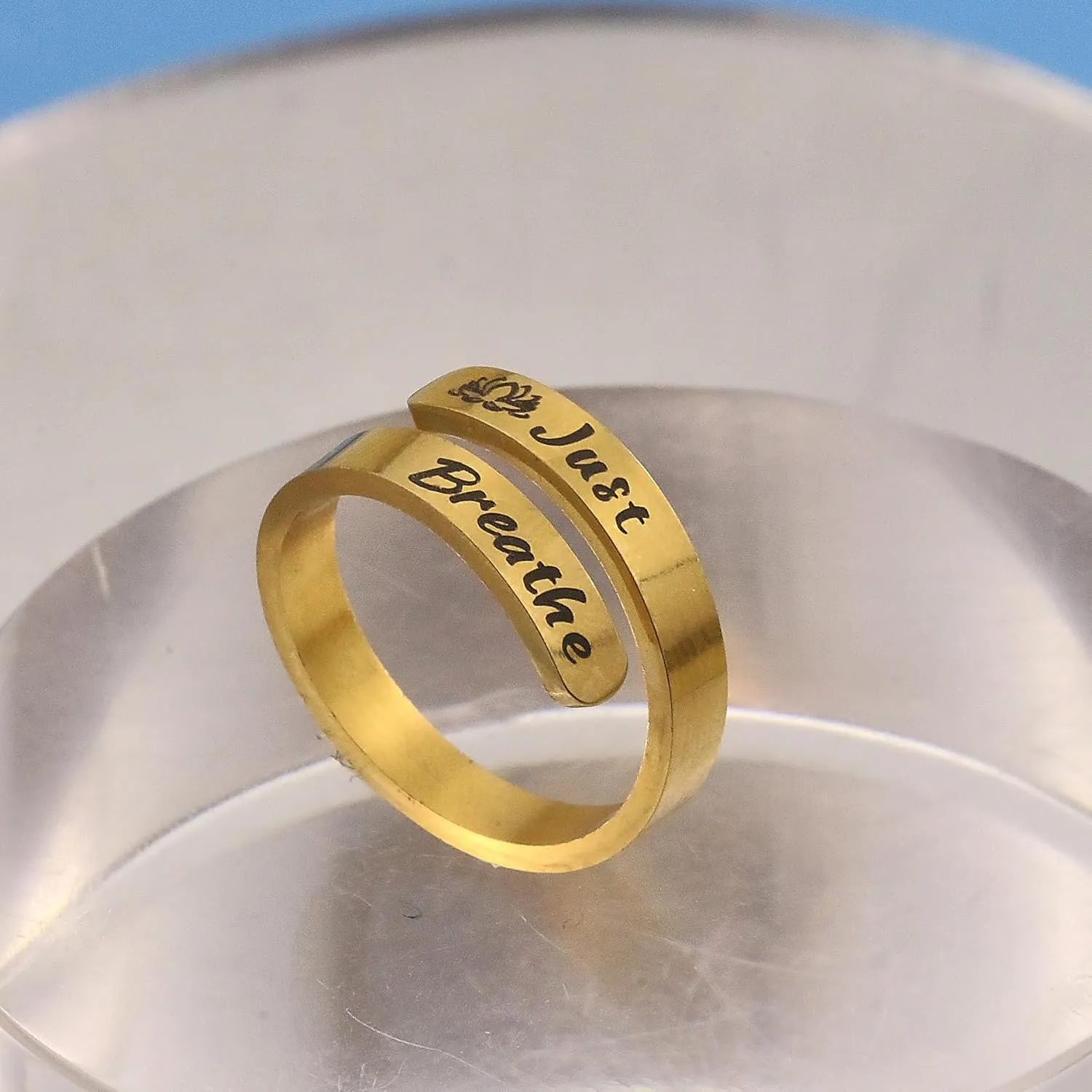 CSIYANJRY99 Faith over Fear/Just Breathe Rings for Women Gold Silver Stainless Steel Inspirational Mantra Statement Open Graduation Cocktail Party Ring