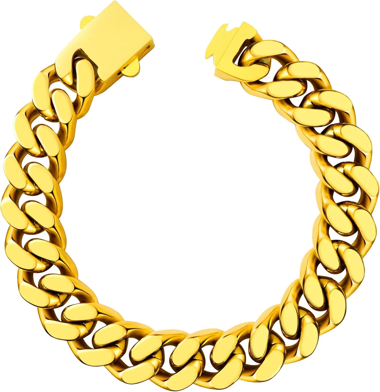 Cuban Link Chain Bracelet for Men, 5/7/9/13mm Width, 7.5/8.3/9 Inch Length,18K Gold/Black Plated/Stainless Steel Curb Wrist Chain for Men