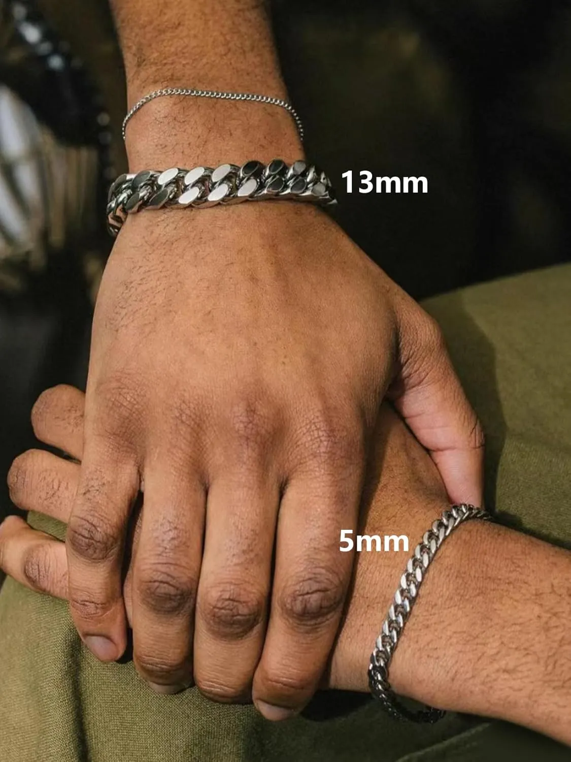 Cuban Link Chain Bracelet for Men, 5/7/9/13mm Width, 7.5/8.3/9 Inch Length,18K Gold/Black Plated/Stainless Steel Curb Wrist Chain for Men