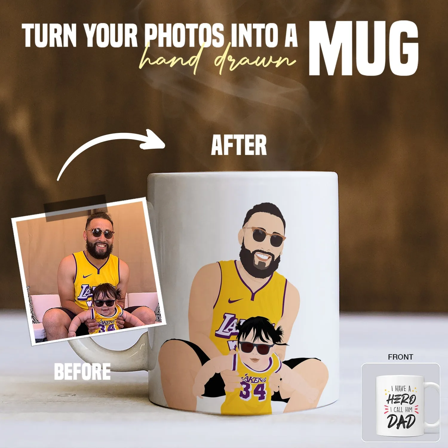 Custom My Dads My Hero Personalized from Photo Mug