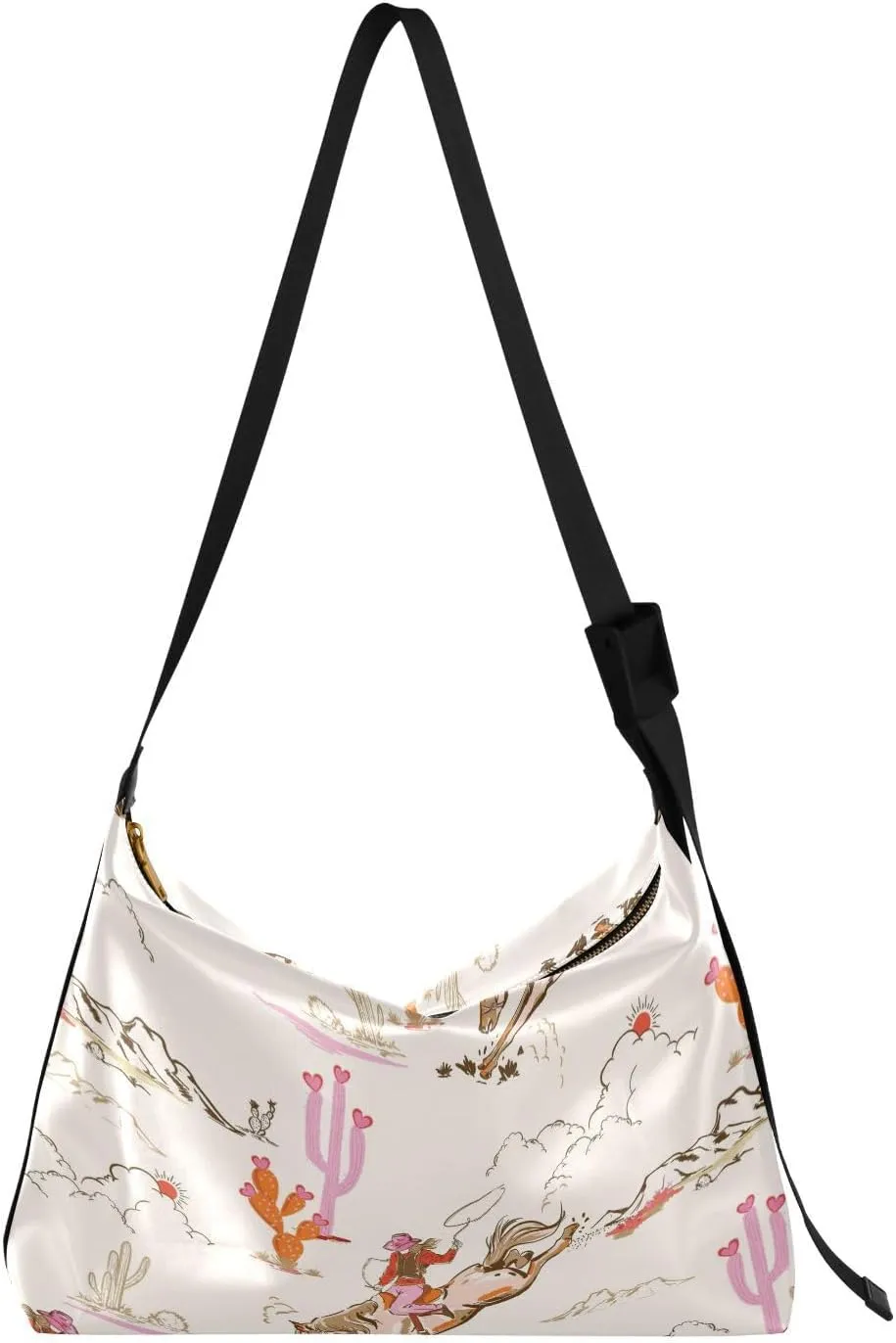 Cute Rodeo Cowgirl Hobo Crossbody Bags for Women Leather Large Shoulder Bag Cross Body Wild West Trendy Womens Tote Bags Handbag for Travel Shopping