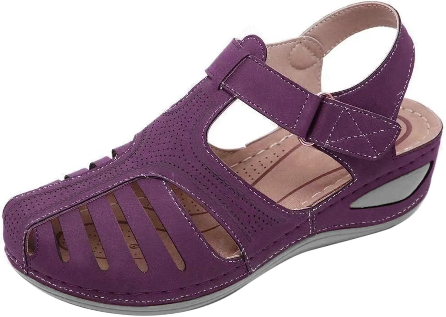 Daily Deals Orthopedic Shoes for Women Wide Width Slip Resistant Walking Comfort Sandals Dressy Wedges for Women Shoes for Plantar Fasciitis for Women Fuzzy Sandals for Women