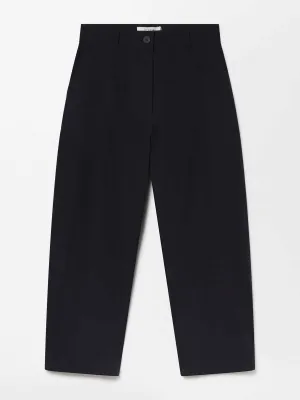Dark navy wide-leg cropped trousers