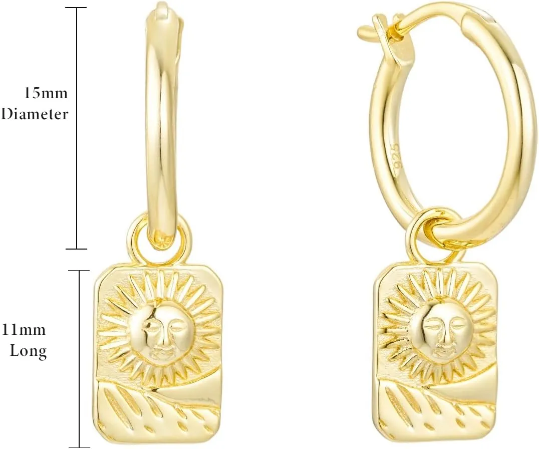 DIVAS Hoop Style Earrings Solid Sterling Silver 14K Gold Plated