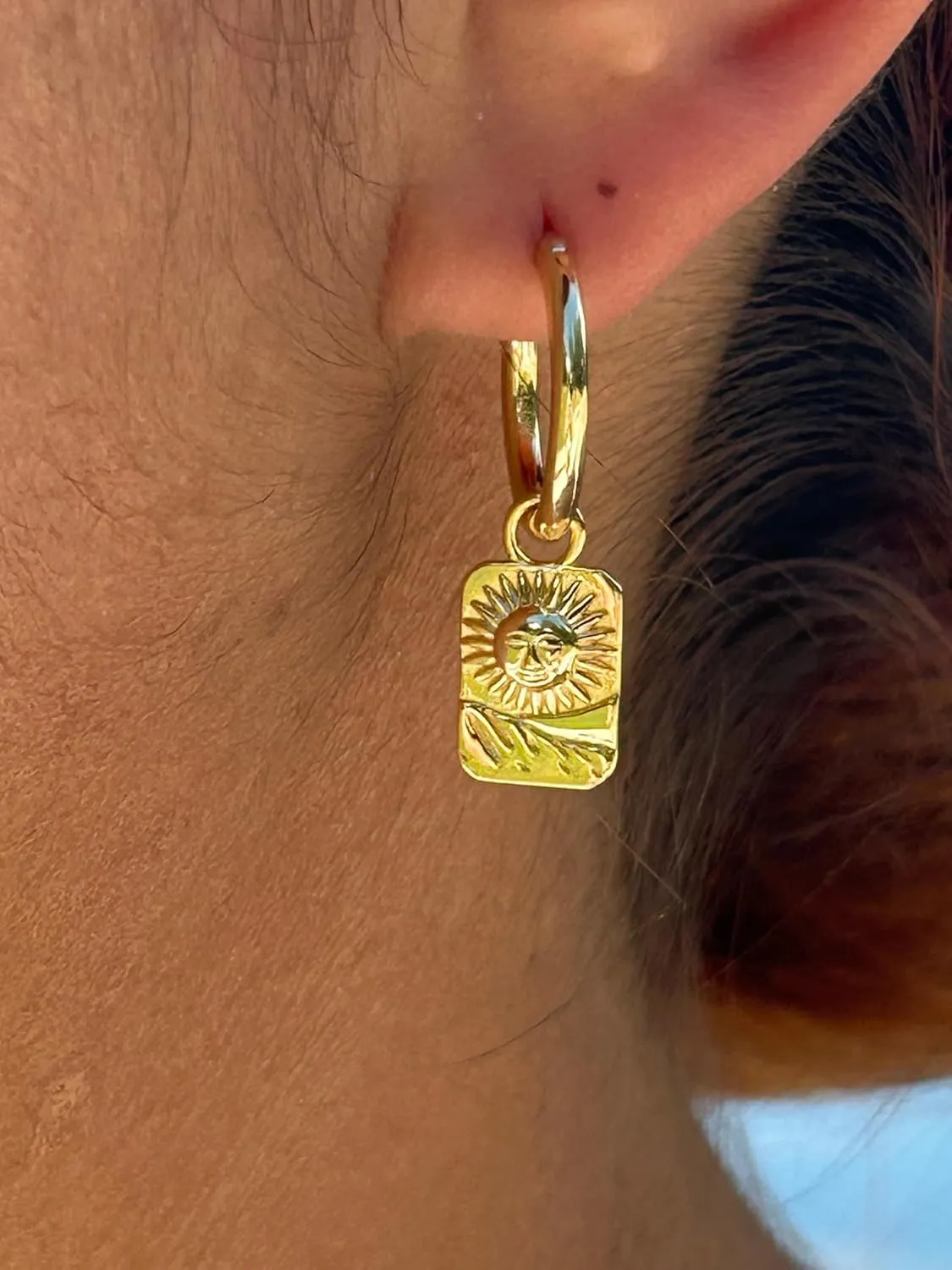 DIVAS Hoop Style Earrings Solid Sterling Silver 14K Gold Plated