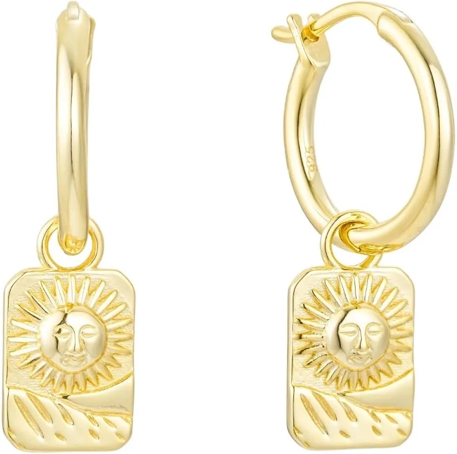 DIVAS Hoop Style Earrings Solid Sterling Silver 14K Gold Plated