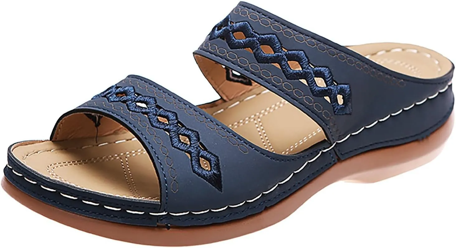 Dotmalls Womens Sandals Comfortable Dressy Wedge Sandals Bohemian Hollow OrthopedicSandals Open Toe Summer Slides