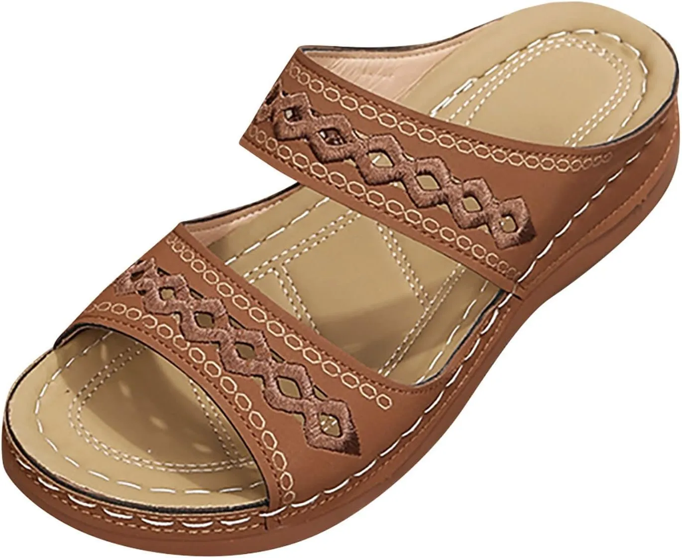 Dotmalls Womens Sandals Comfortable Dressy Wedge Sandals Bohemian Hollow OrthopedicSandals Open Toe Summer Slides