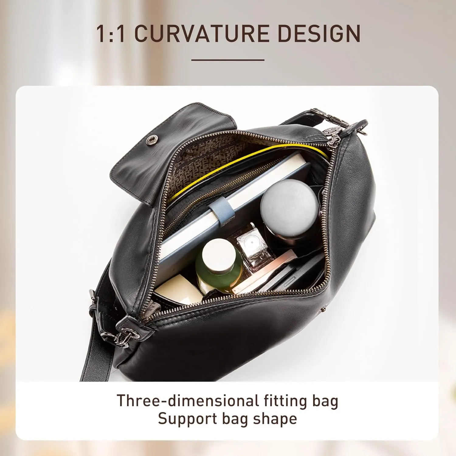 Doxo Purse Organizer Insert Compatible with Longchamp Hobo, Extra Lightweight Waterproof Bag Organizer with YKK ZipBlackHobo
