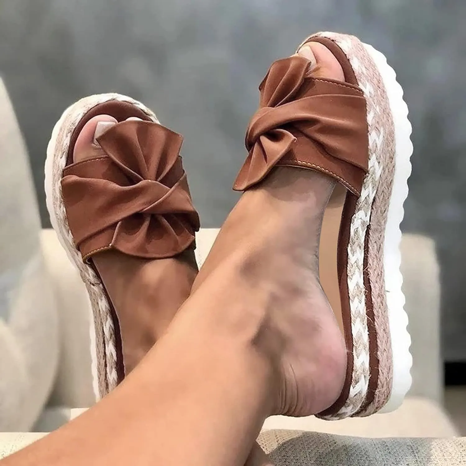 Eduavar Sandals for Women Dressy Summer, Platform Sandals Women Summer Beach Espadrille Sandals Breathable Open Toe Slippers