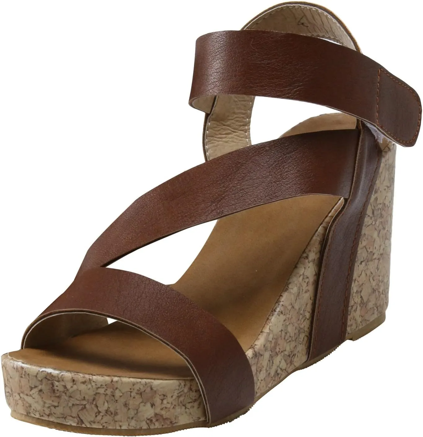 Eduavar Summer Sandals for Women, Orthopedic Sandals for Women Leather Wedge Platform Sandals Open Toe Sandals Shoes