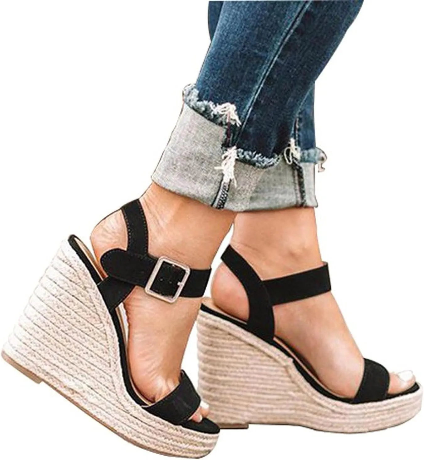 Eduavar Womens Sandals Dressy, Womens Sandals Casual Summer High Wedge Platform Sandals Espadrille Sandals Shoes