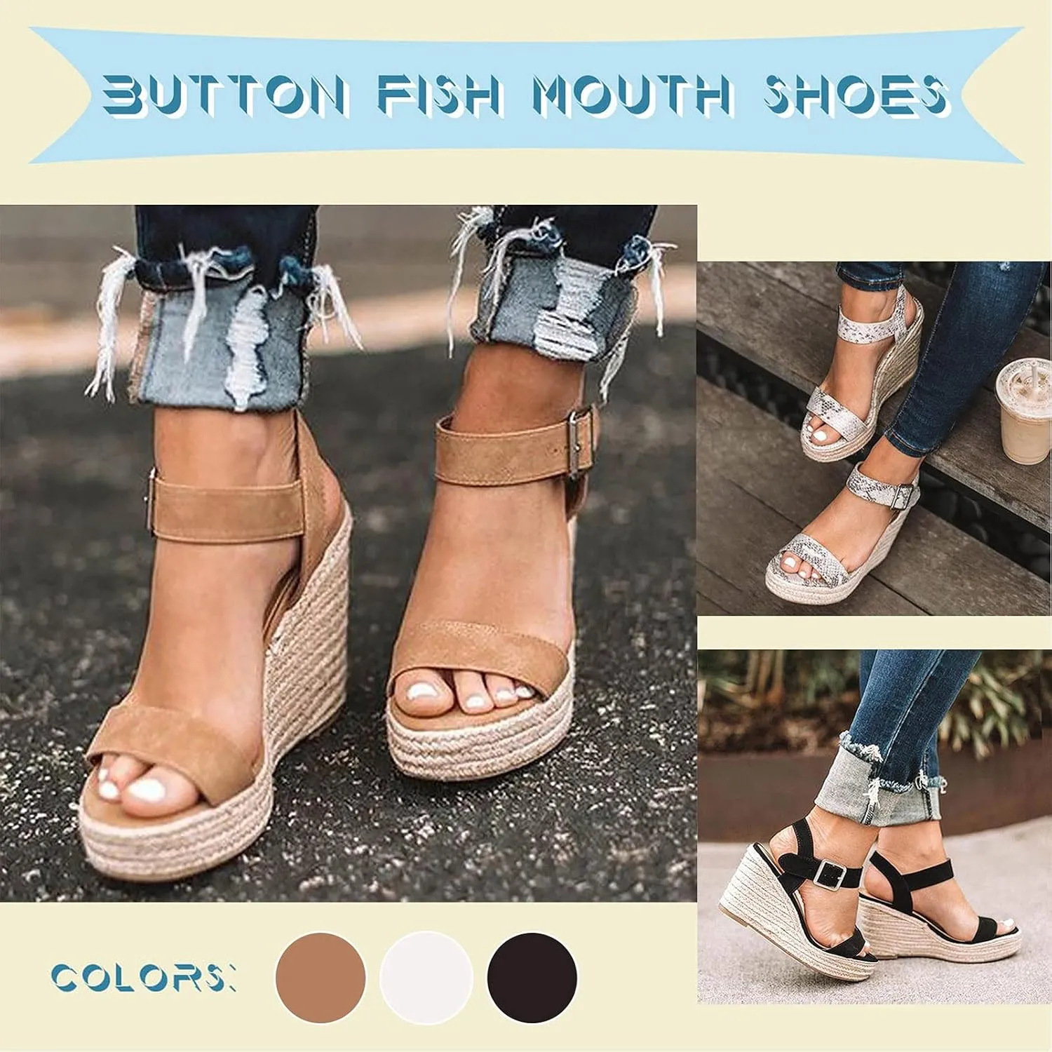 Eduavar Womens Sandals Dressy, Womens Sandals Casual Summer High Wedge Platform Sandals Espadrille Sandals Shoes
