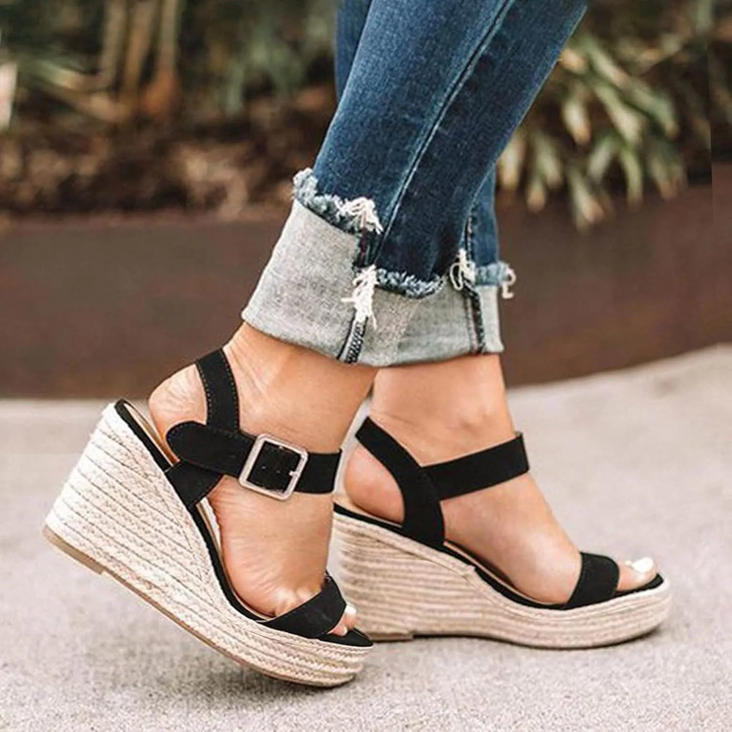 Eduavar Womens Sandals Dressy, Womens Sandals Casual Summer High Wedge Platform Sandals Espadrille Sandals Shoes