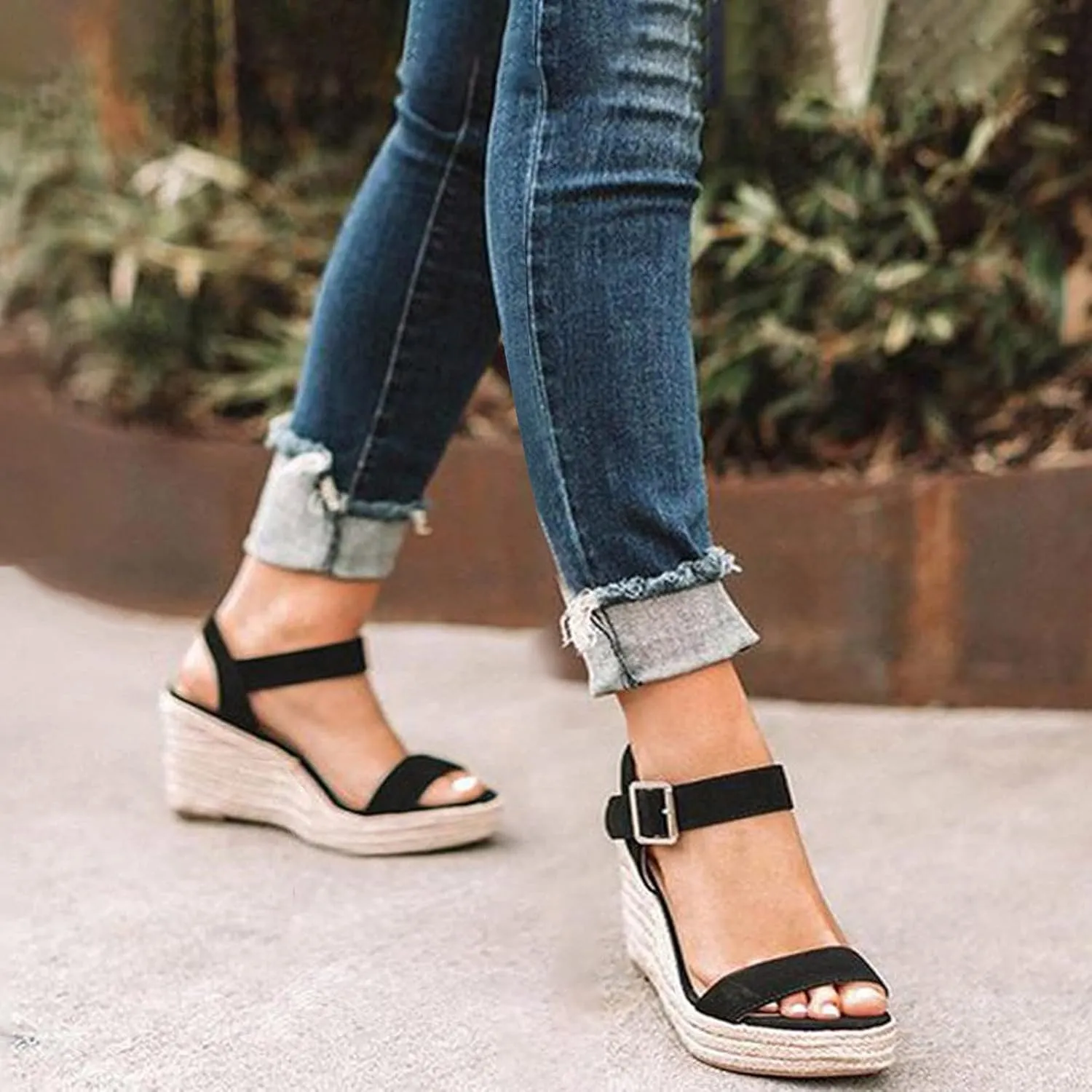 Eduavar Womens Sandals Dressy, Womens Sandals Casual Summer High Wedge Platform Sandals Espadrille Sandals Shoes