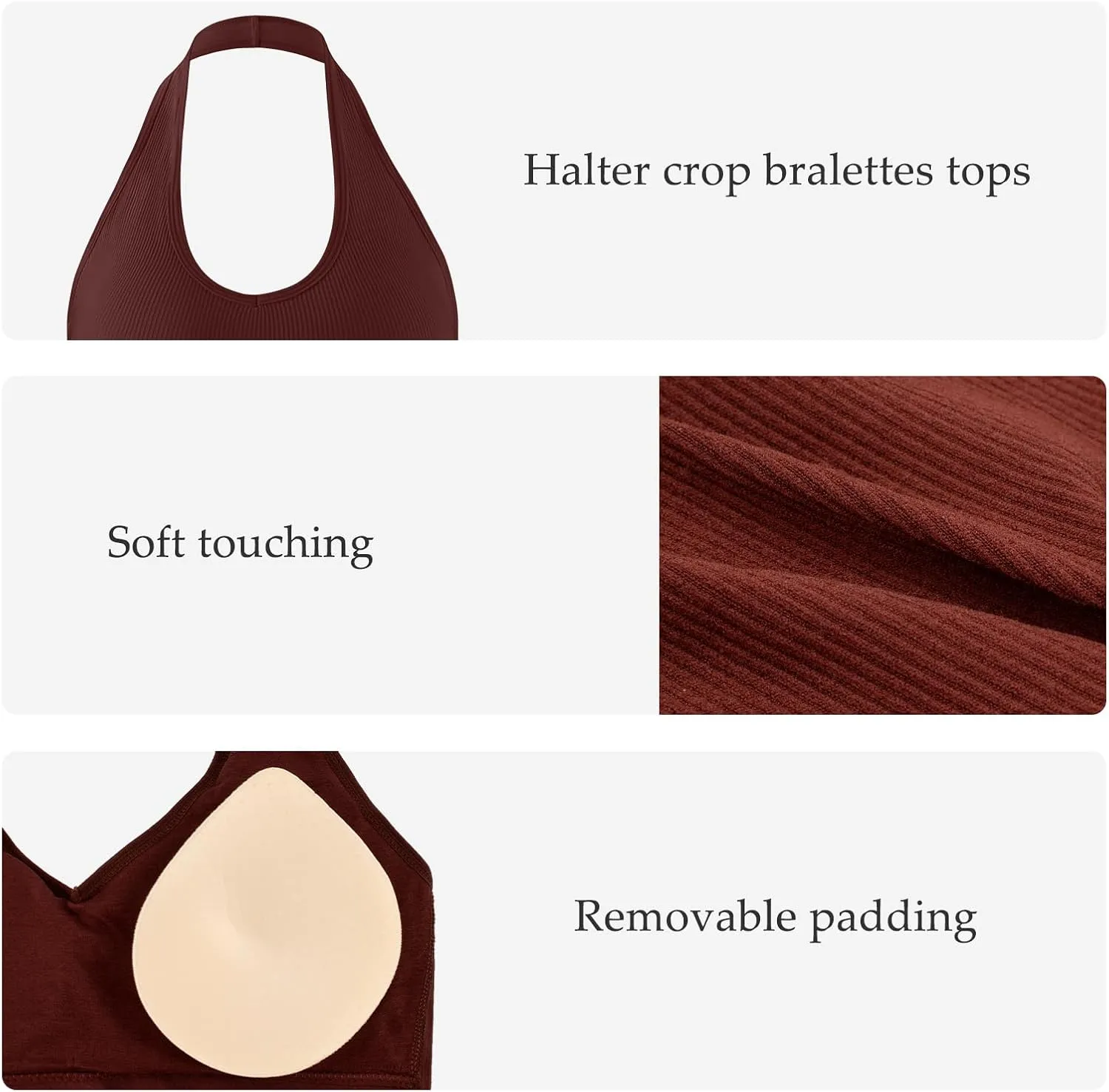 Eleplus 2 Pieces V Neck Halter Crop Tanks Tops for Women Backless Going Out Tops Workout Sport Bra Pack of 2