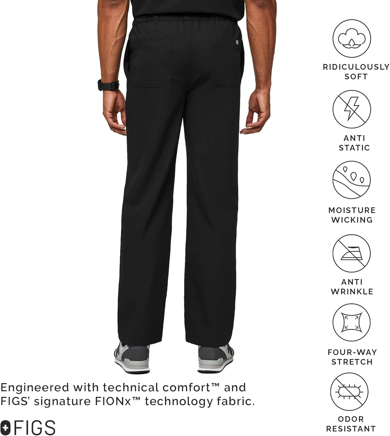 FIGS Pisco Basic Scrub Pants for Men ?? Structured Fit, Straight Leg, 4 Pockets, Anti-Wrinkle