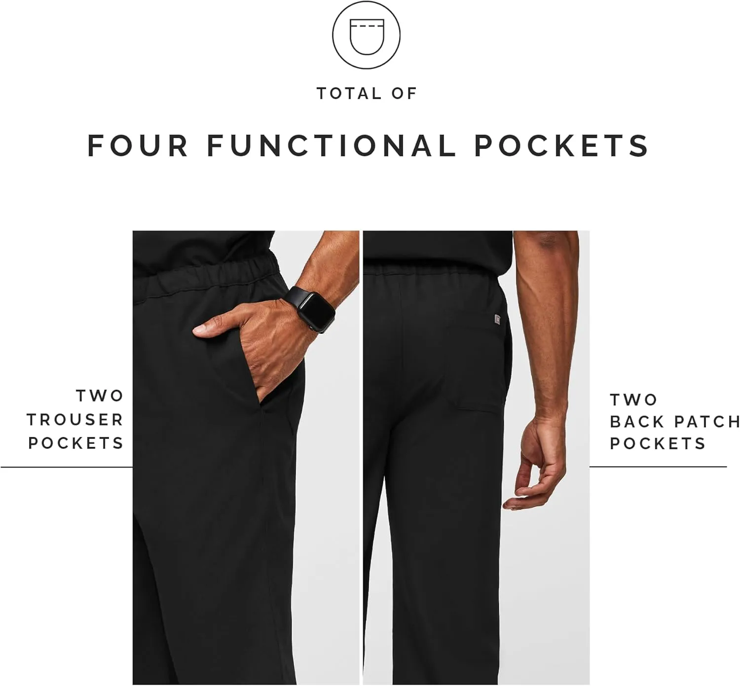 FIGS Pisco Basic Scrub Pants for Men ?? Structured Fit, Straight Leg, 4 Pockets, Anti-Wrinkle