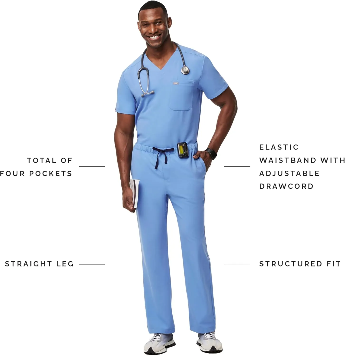 FIGS Pisco Basic Scrub Pants for Men ?? Structured Fit, Straight Leg, 4 Pockets, Anti-Wrinkle