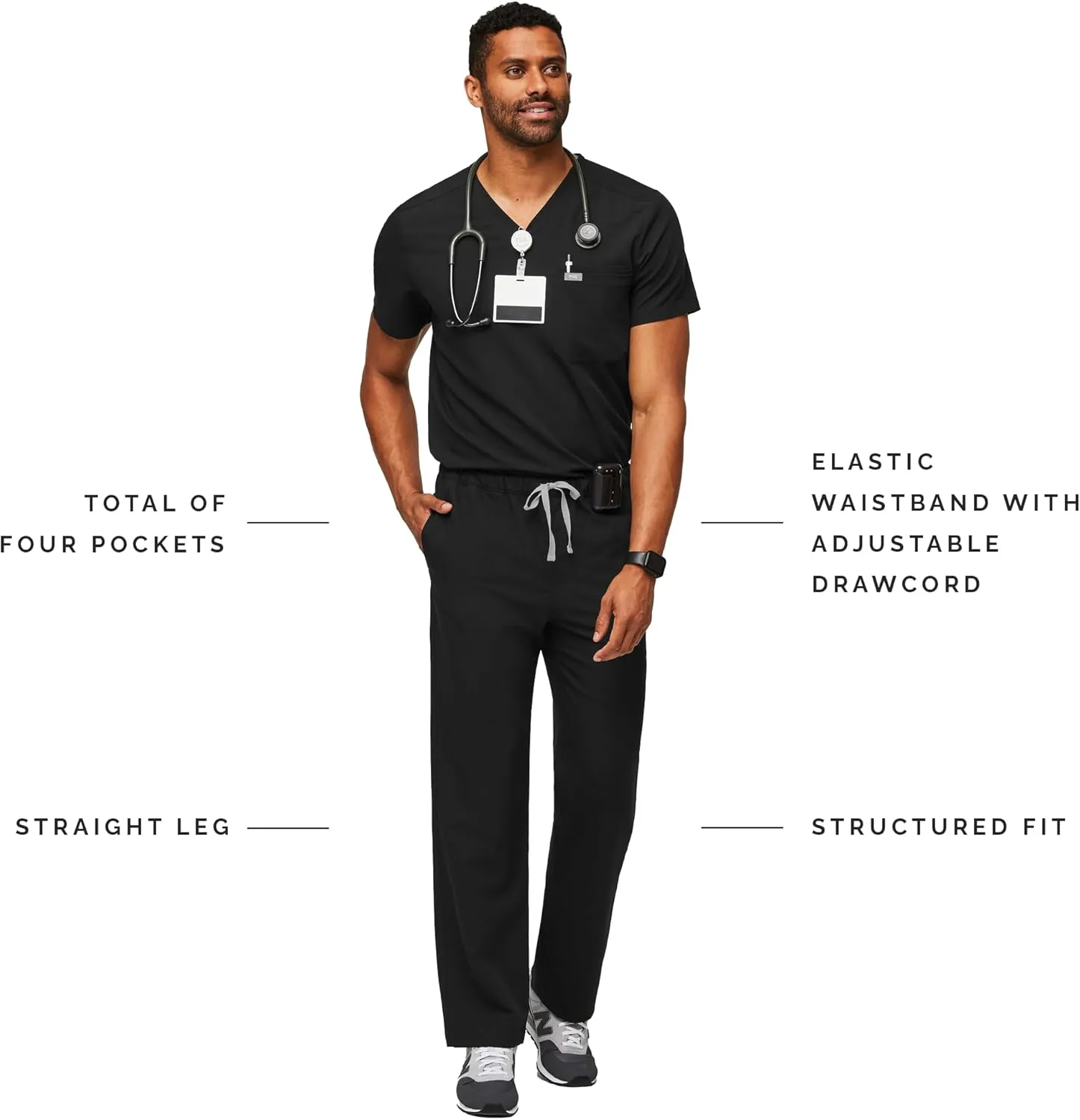 FIGS Pisco Basic Scrub Pants for Men ?? Structured Fit, Straight Leg, 4 Pockets, Anti-Wrinkle