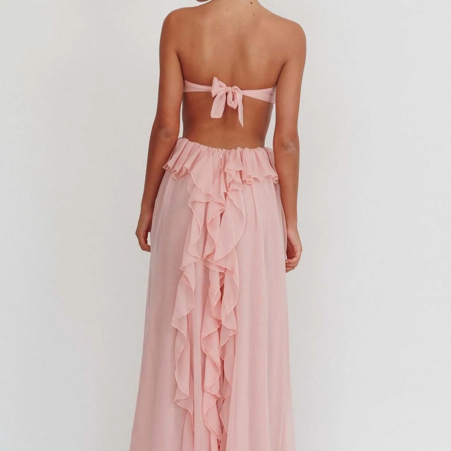Flounce 3D Flower Maxi Dresses Sexy Backless Sleeveless Tube Hollow Out Cut Multiple Long Robe Summer Beachwear