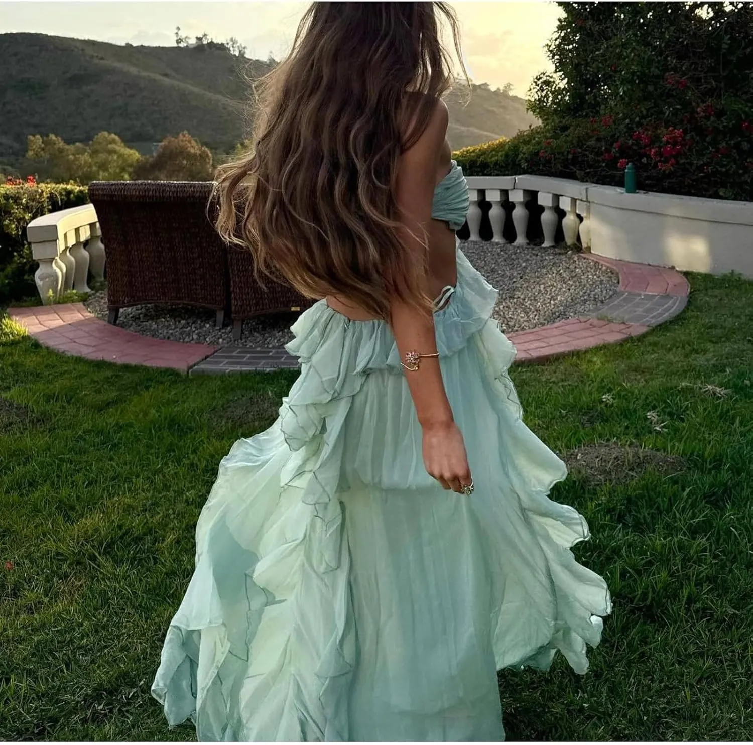 Flounce 3D Flower Maxi Dresses Sexy Backless Sleeveless Tube Hollow Out Cut Multiple Long Robe Summer Beachwear