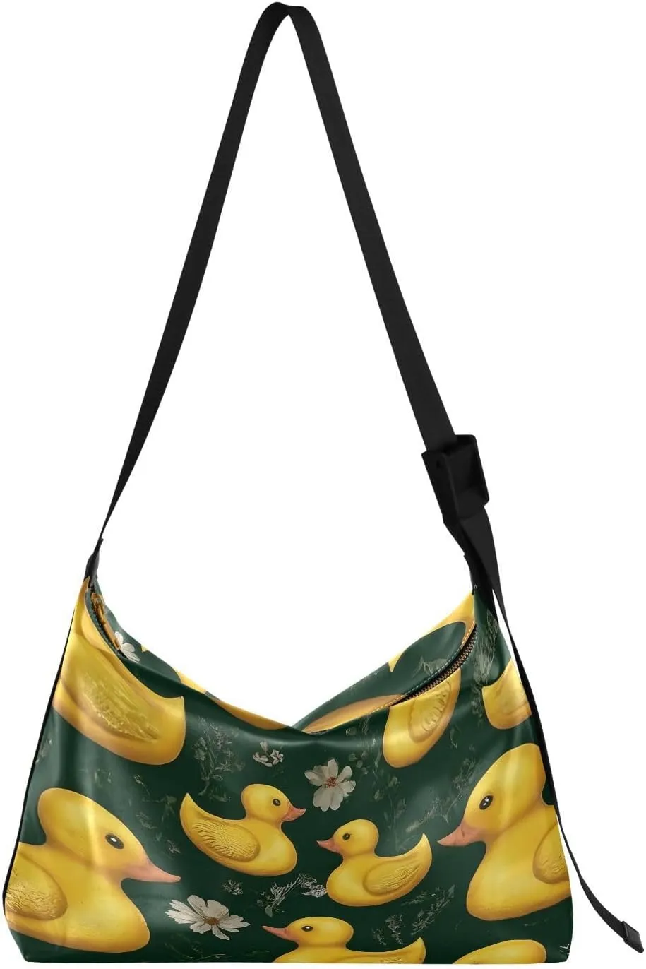 Flowers Ducks Hobo Crossbody Bags for Women Leather Large Shoulder Bag Cross Body Yellow Ducks Trendy Womens Tote Bags Handbag for Work Travel Shopping