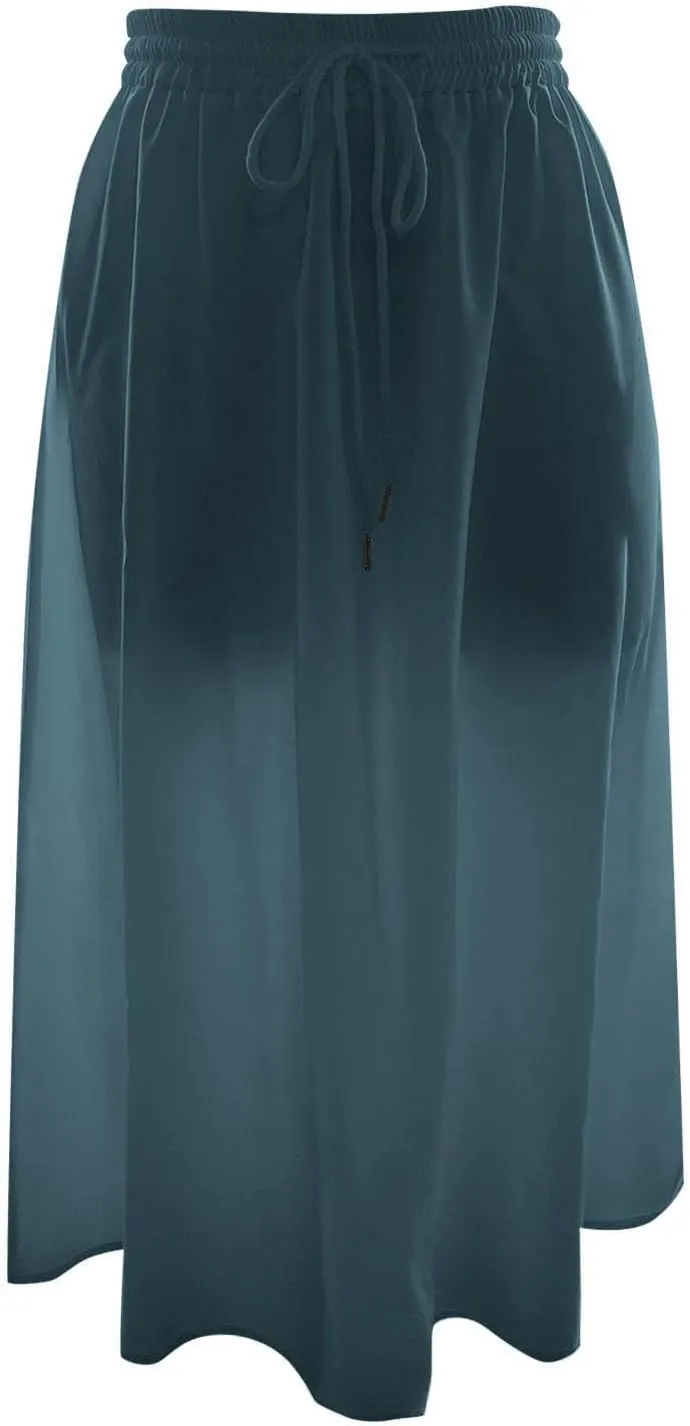 Flowy Long Skirts for Women Boho Floral Elastic High Waisted Tiered Pleated Summer Beach Vacation A Line Maxi Skirt