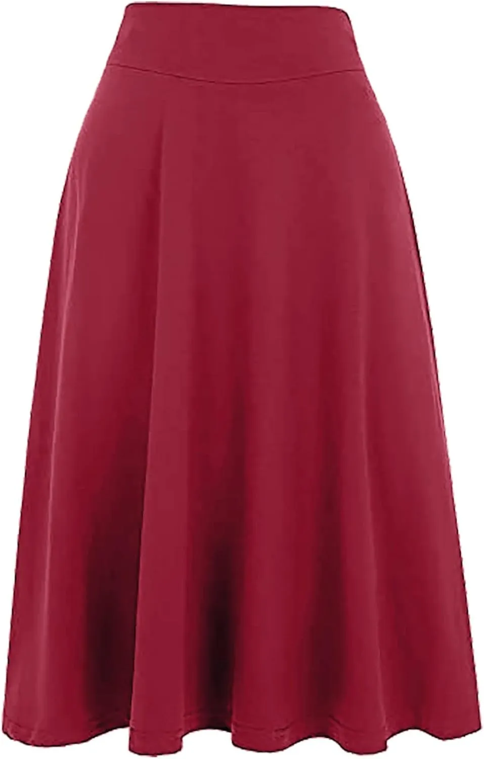 Flowy Midi Skirt for Women High Waist A Line Skater Skirts Elegant Casual Solid Color Workwear