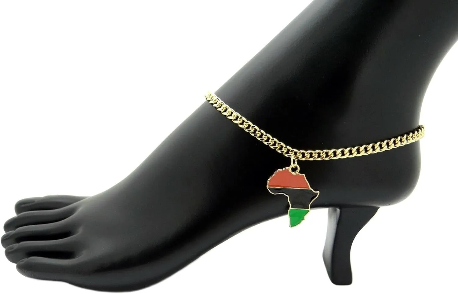 For 10" Cuban Chain Anklet Bracelet AFRICA Charm Ankle Bracelet 14k Gold Plated Model-SRT-29