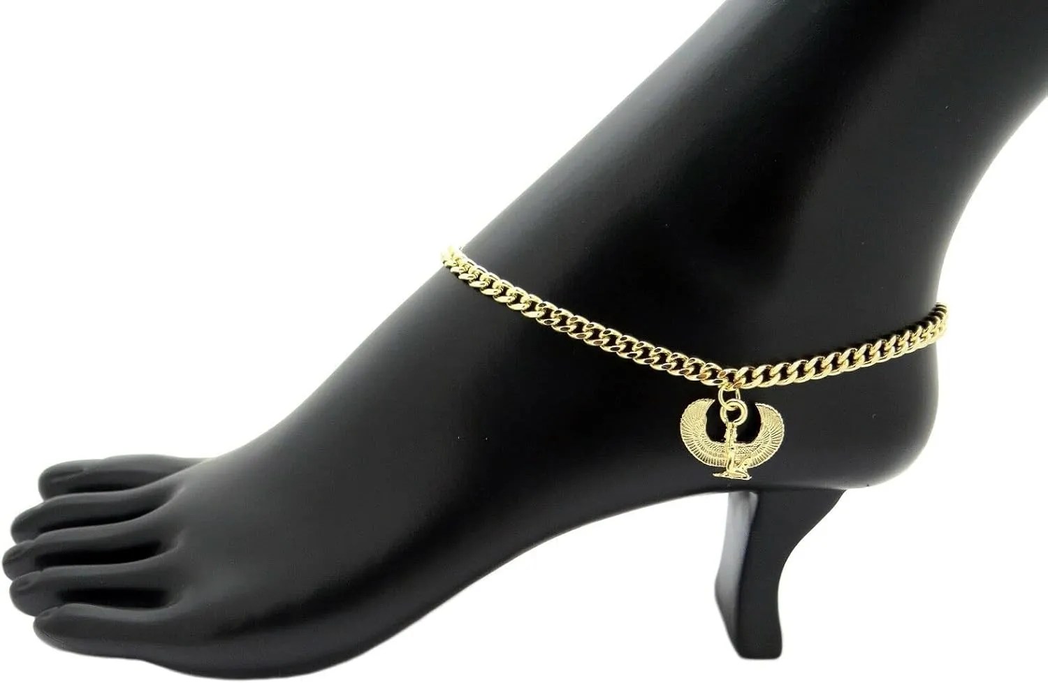 For 10" Cuban Chain Anklet Bracelet Maat Charm Ankle Bracelet 14k Gold Plated Model-SRT-22