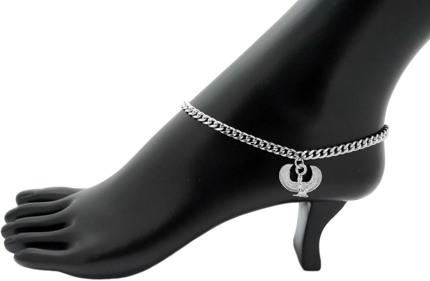 For 10" Cuban Chain Anklet Bracelet Maat Charm Ankle Bracelet 14k Rhodium Plated Model-SRT-25