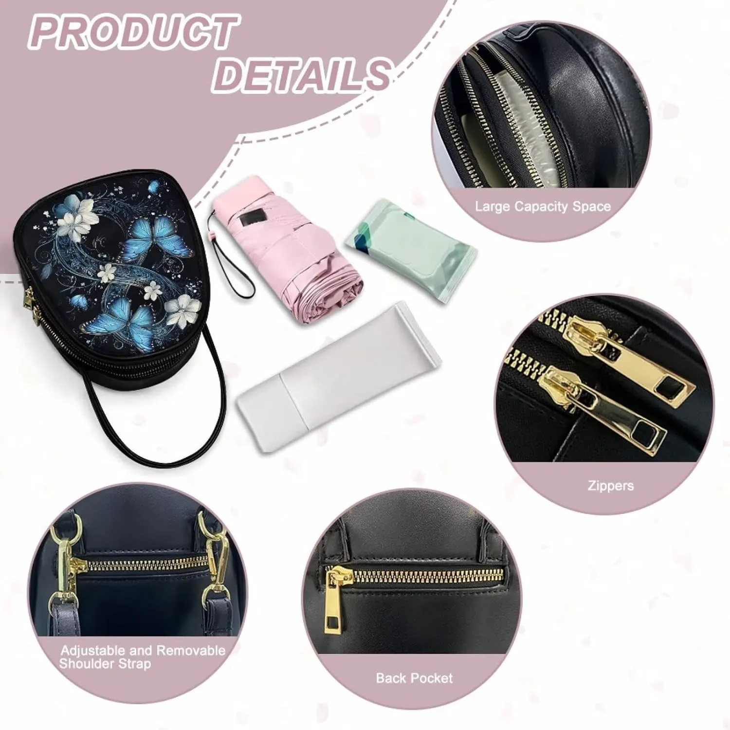 FOR U DESIGNS Small Crossbody Bags for Women Leather Hobo Shoulder Bags with Detachable Strap Tote Bag for Work with Zipper