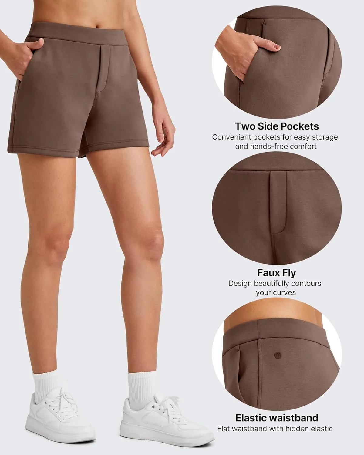 G4Free Smoofit Casual Shorts for Women 4" High Waisted Sweat Shorts Summer Lounge Shorts with Pockets Modal Soft
