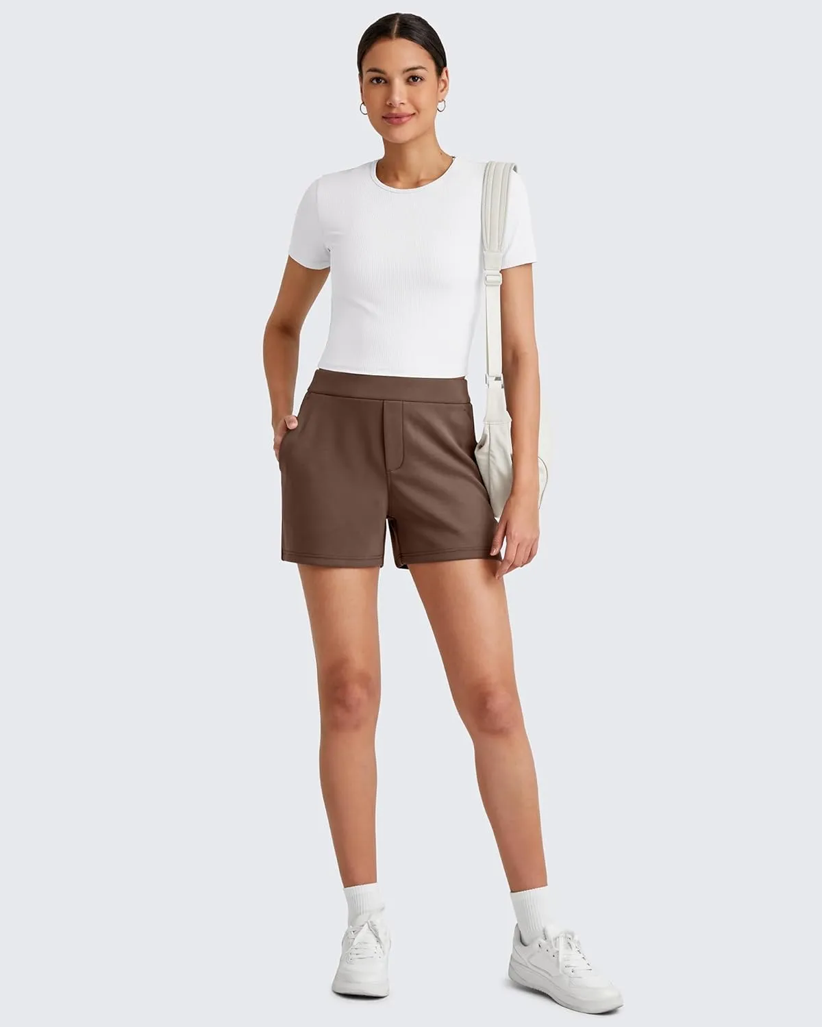 G4Free Smoofit Casual Shorts for Women 4" High Waisted Sweat Shorts Summer Lounge Shorts with Pockets Modal Soft