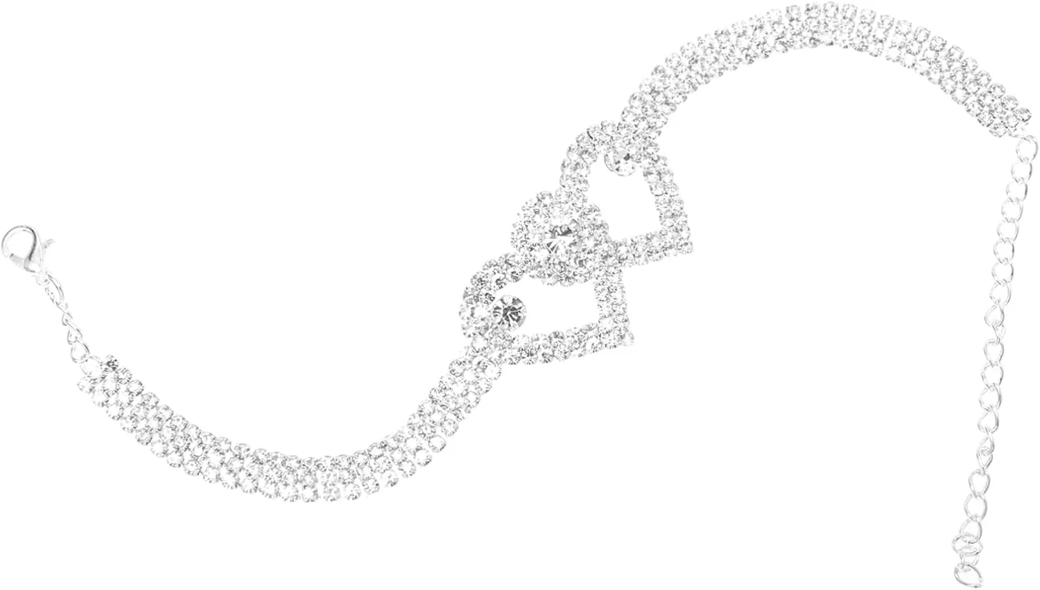 Gatuida Rhinestone Heart Charm Adjustable Anklet Crystal Foot Chain for Beach Parties Elegant Ankle Jewelry for Stacking with Other Bracelets Stylish Design