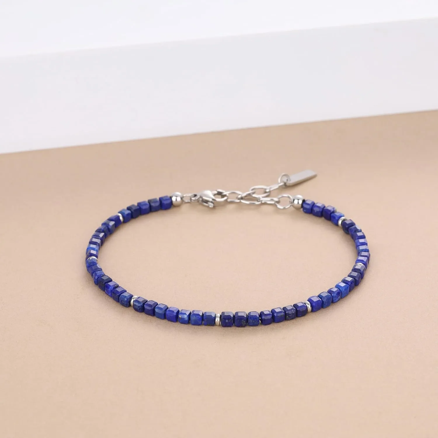 GAVU Beaded Bracelet for Women, Square Gemstone Crystal Bracelet for Women 3mm