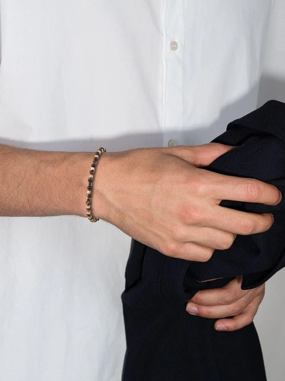 GAVU Italian Mens Beaded Bracelet, Crystal Bracelet for Men 4mm