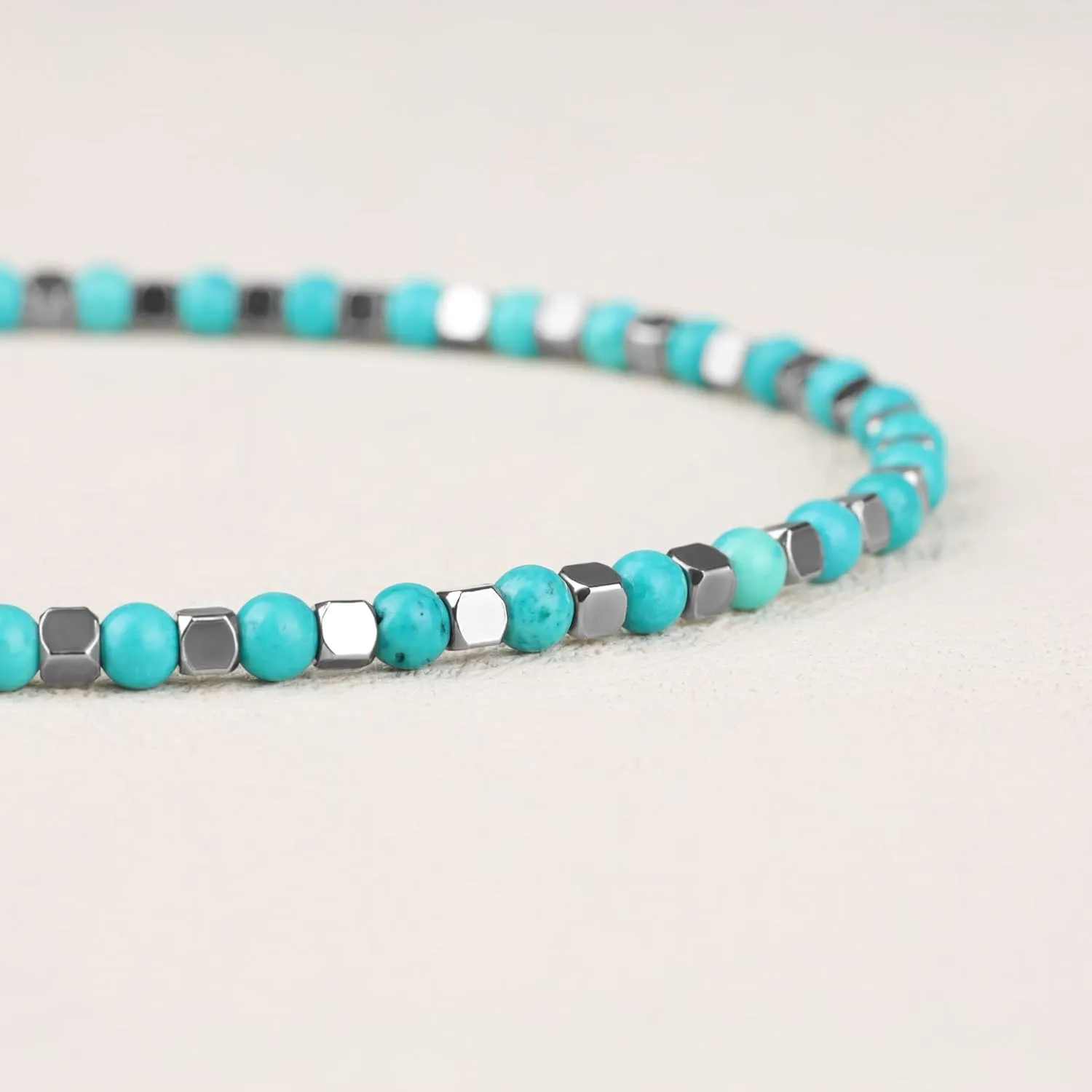 GAVU Italian Mens Beaded Bracelet, Crystal Bracelet for Men 4mm