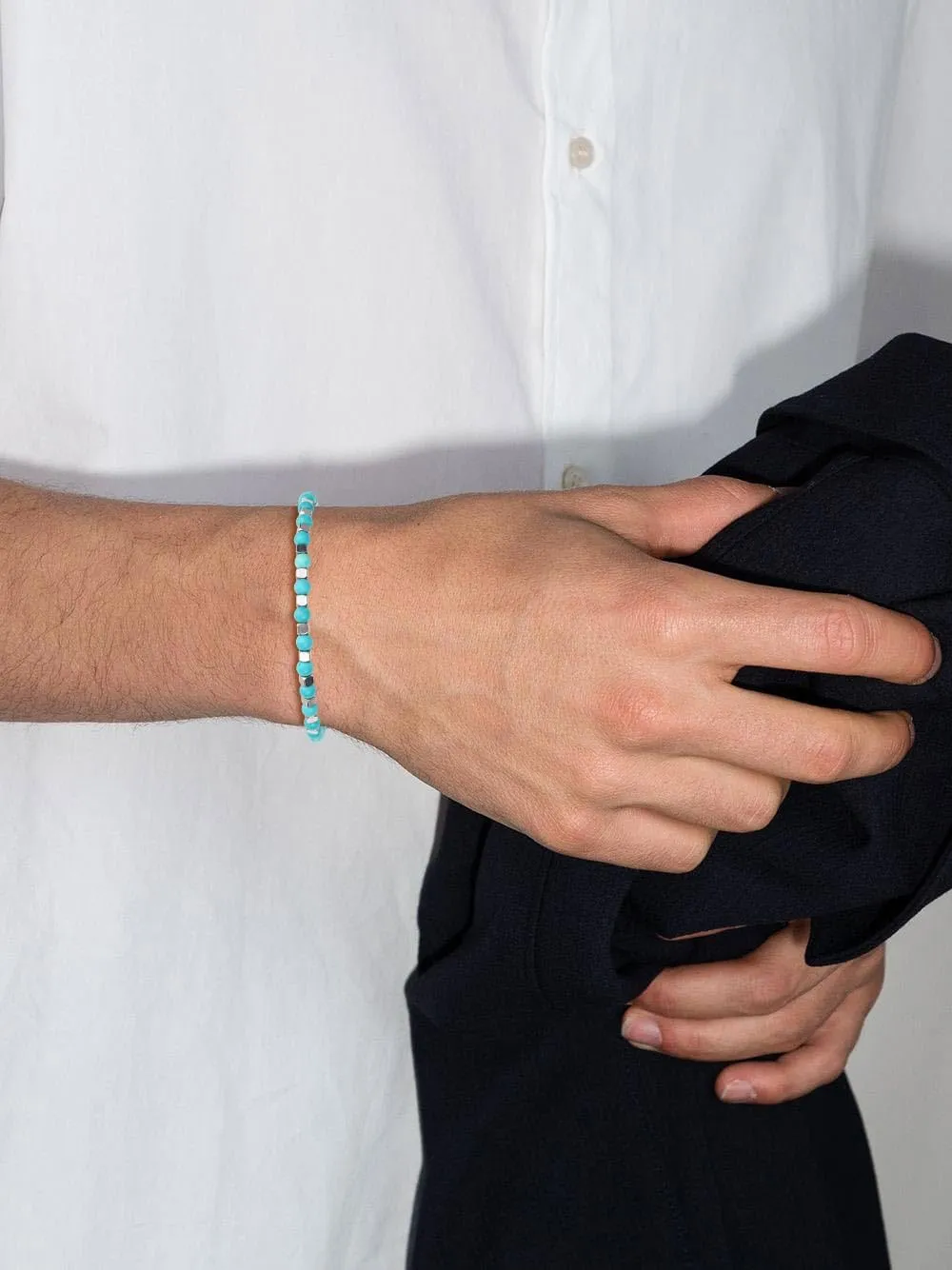 GAVU Italian Mens Beaded Bracelet, Crystal Bracelet for Men 4mm