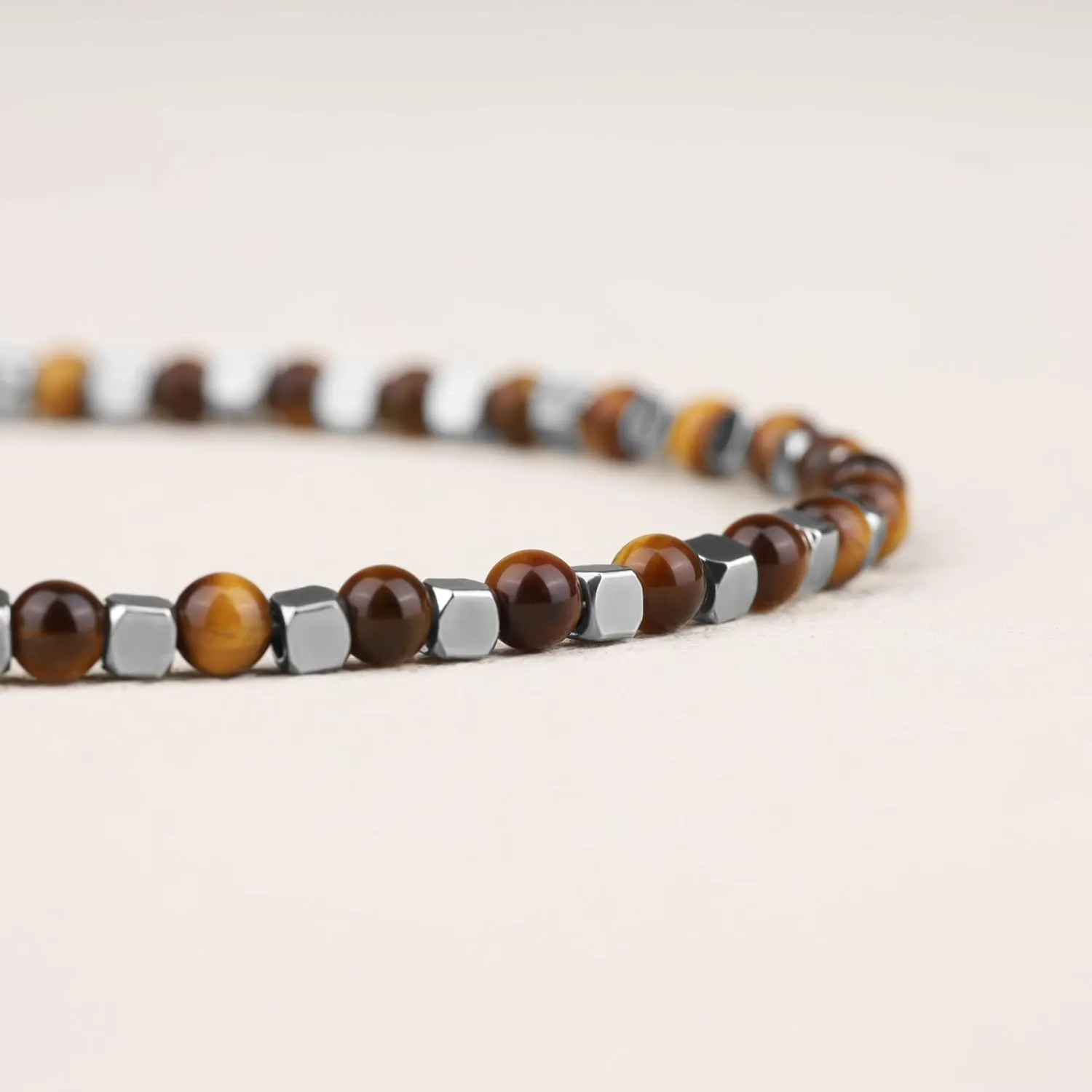 GAVU Italian Mens Beaded Bracelet, Crystal Bracelet for Men 4mm