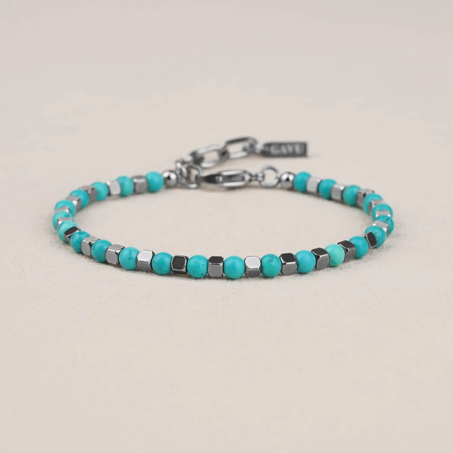 GAVU Italian Mens Beaded Bracelet, Crystal Bracelet for Men 4mm