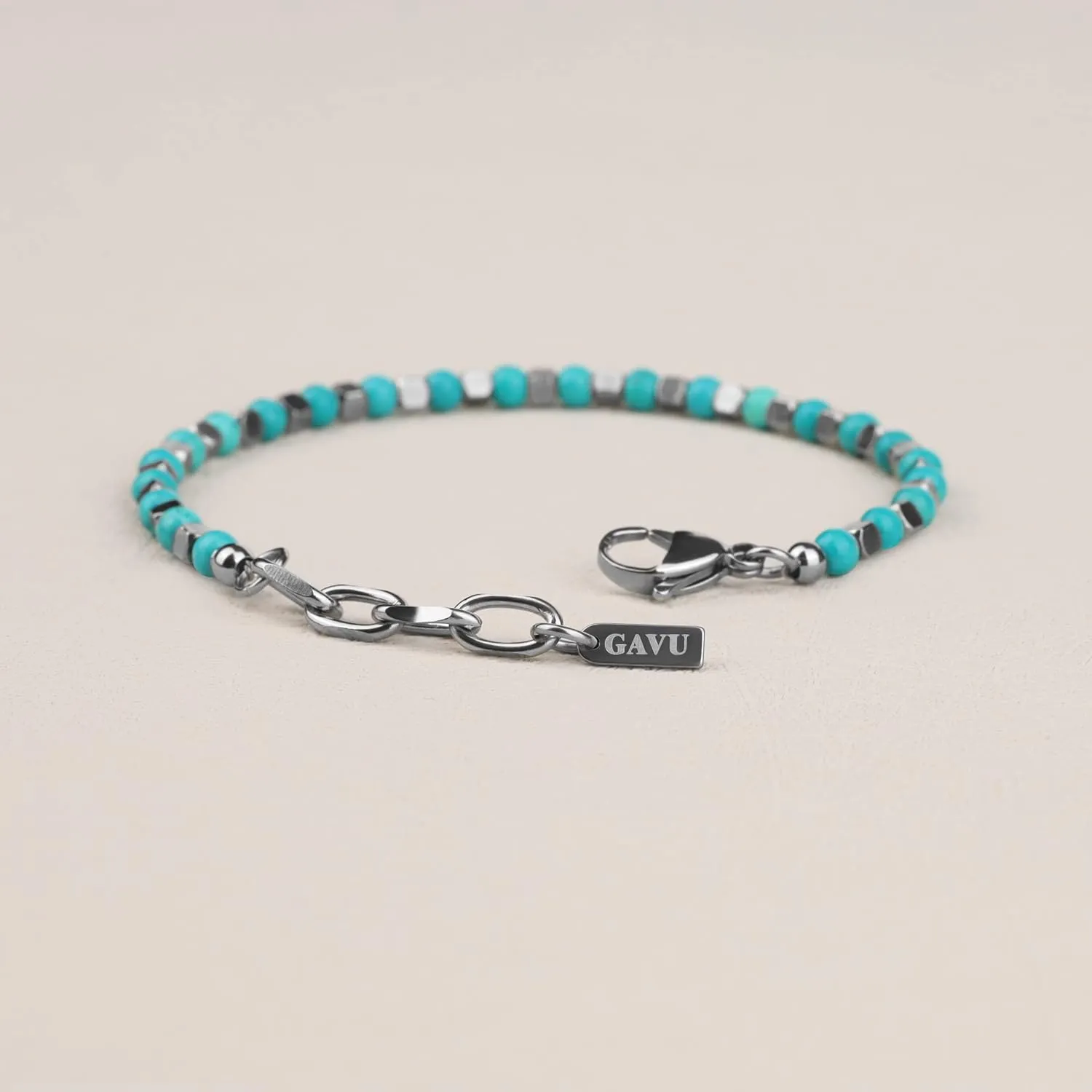 GAVU Italian Mens Beaded Bracelet, Crystal Bracelet for Men 4mm